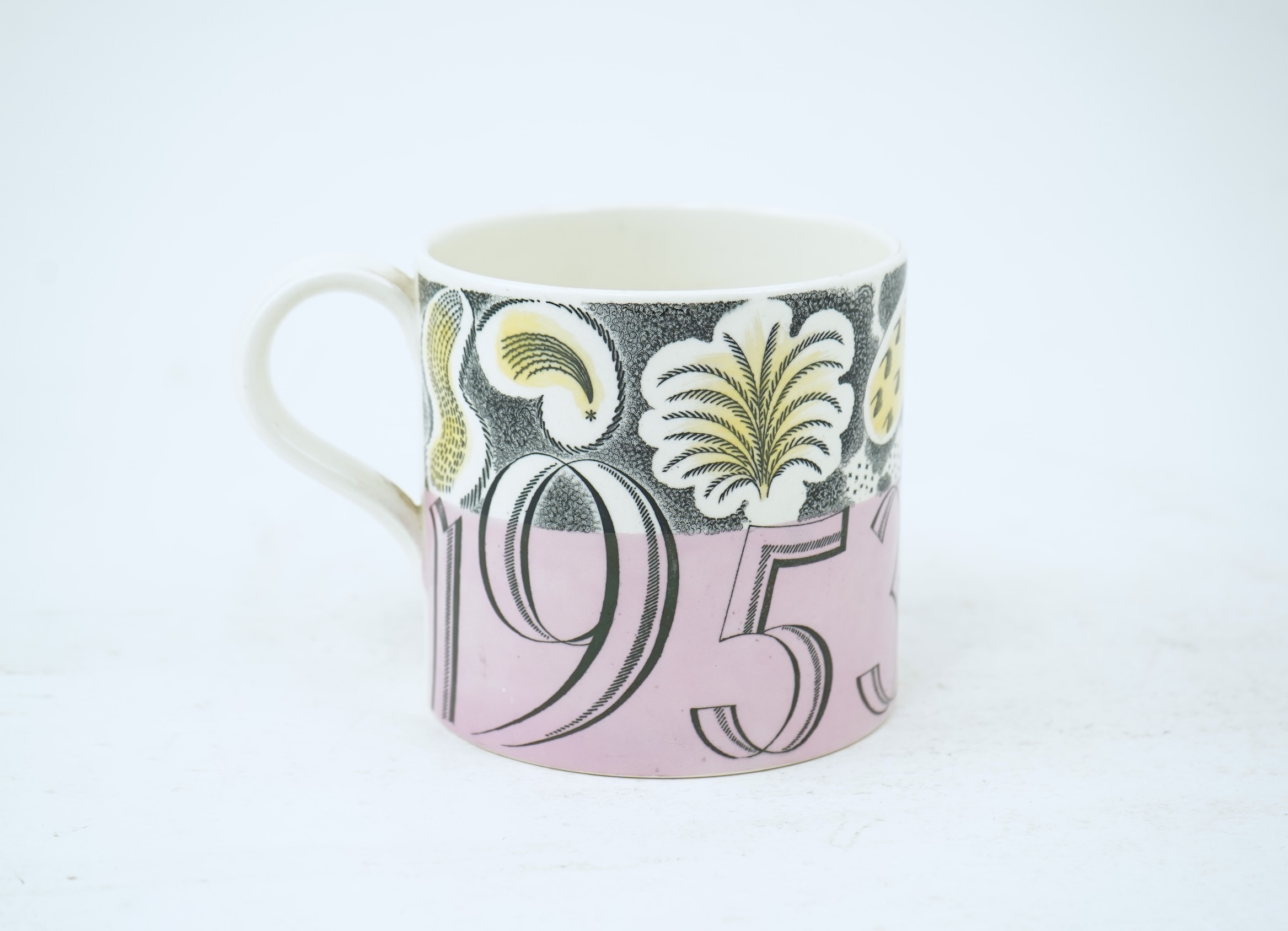 Eric Ravilious (1903-1942) for Wedgwood: A 1953 Queen Elizabeth II Coronation commemorative mug